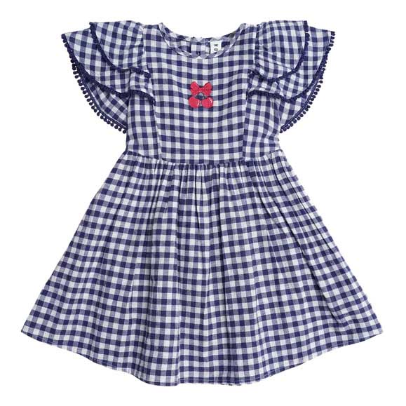 Huxbaby Cherry Pie Frill Dress Check 3-5Y